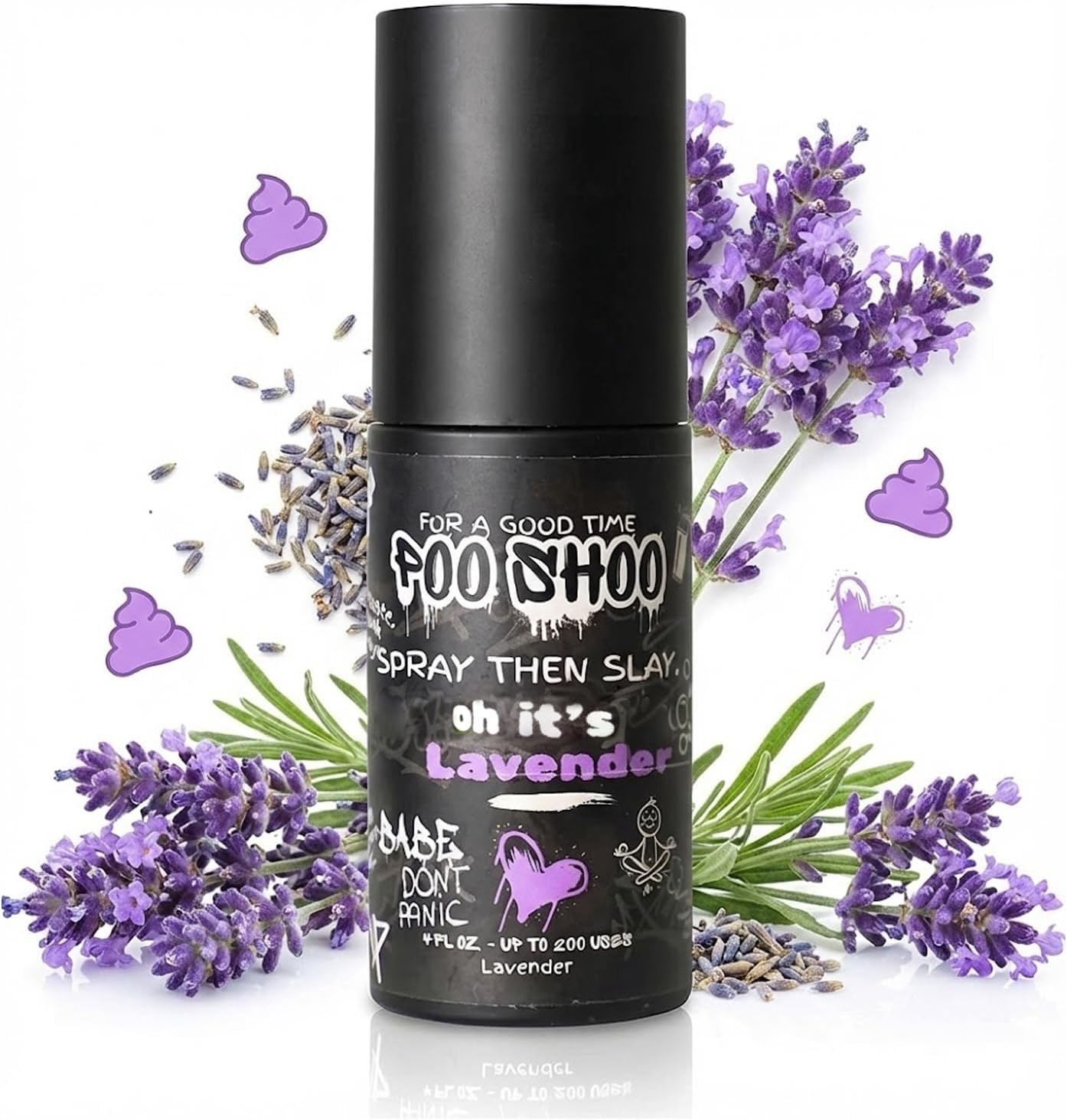 Pooshoo Lavender Vanilla Before You Go Toilet Spray - Bathroom Odor Eliminator Traps Odors & Leaves A Fresh, Soothing Fragrance - Poop Spray for Home & Travel - 2oz