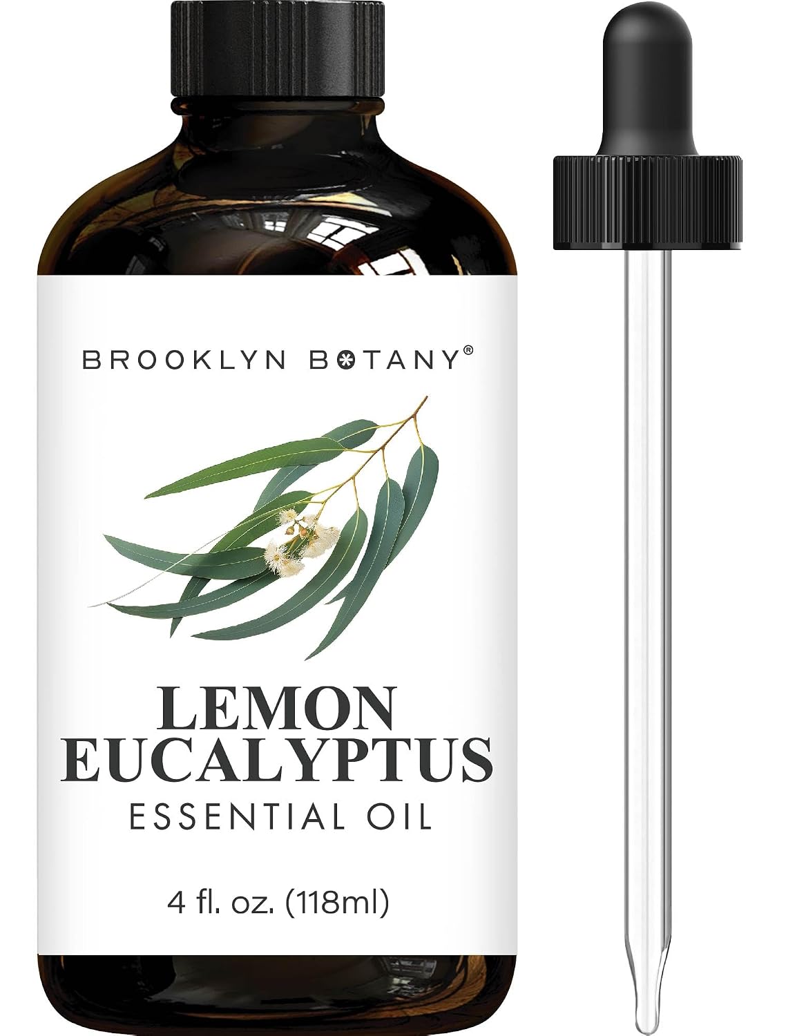 Brooklyn Botany Lemon Eucalyptus Essential Oil - Huge 4 Fl Oz - 100% Pure and Natural - Premium Grade with Dropper - for