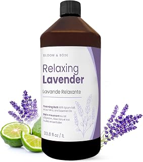 Luxury Foaming Bath - Natural Scented Bubble Bath with Essential Oils and Epsom Salt - Relaxing Lavender Scent, 33.8 fl oz / 1L