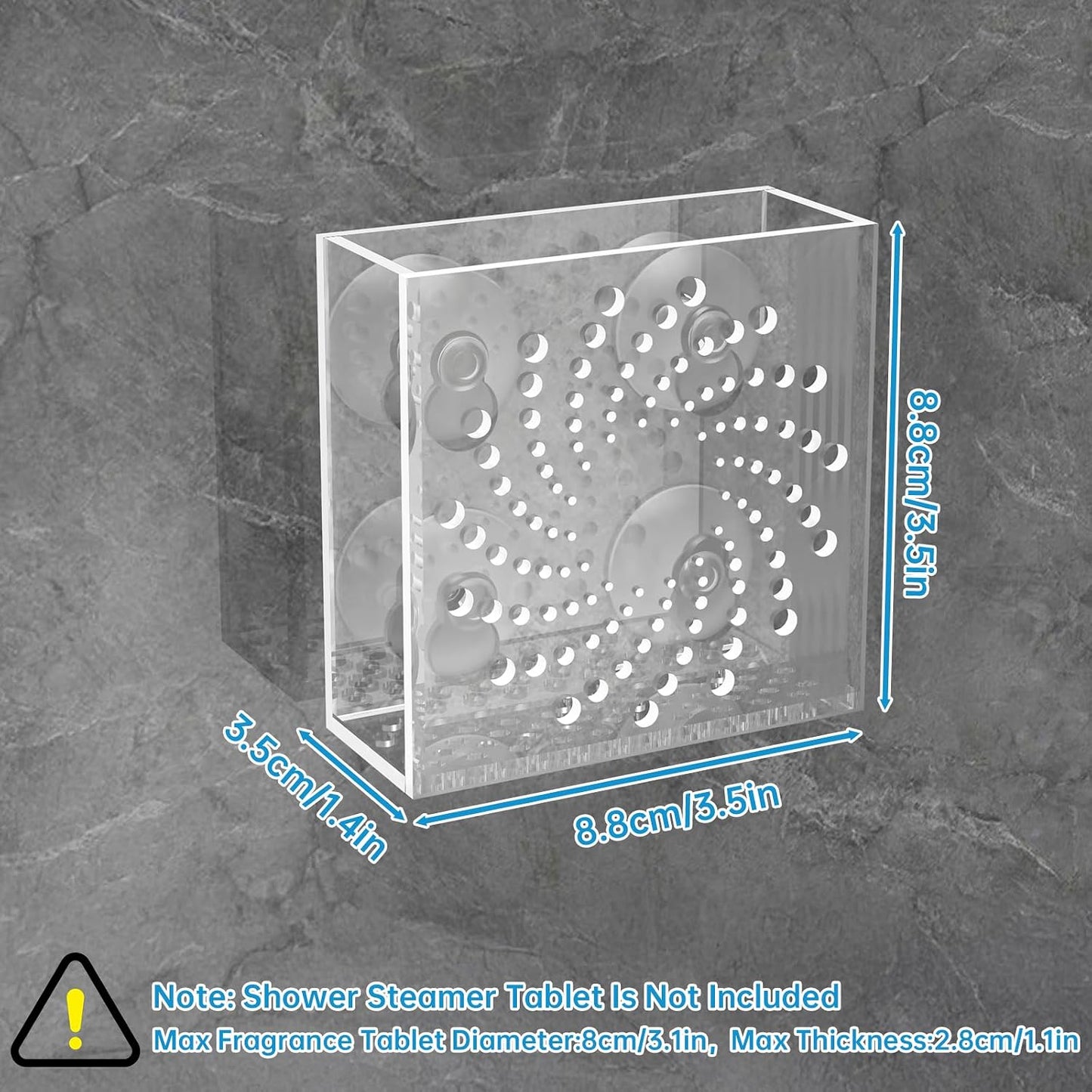 NiHome Acrylic Shower Steamer Tray Clear, Shower Steamer Holder with 4 Suction Cups and Self-Adhesive Tape, Extends Fragrance Duration, Prevents Stepping and Drain Clogs, Fits Smooth Shower Surfaces