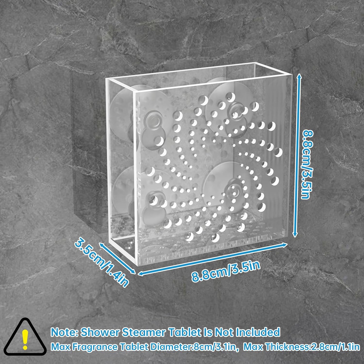 NiHome Acrylic Shower Steamer Tray Clear, Shower Steamer Holder with 4 Suction Cups and Self-Adhesive Tape, Extends Fragrance Duration, Prevents Stepping and Drain Clogs, Fits Smooth Shower Surfaces