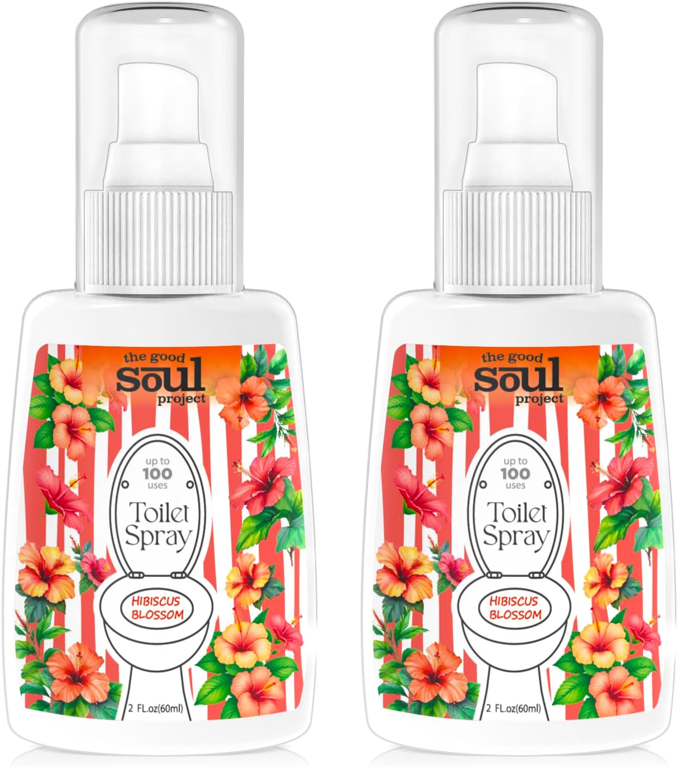 THE GOOD SOUL PROJECT Toilet Spray, Hibiscus Blossom, Bathroom Toilet Odor Eliminator, Air Freshener for Home, 2 Fl Oz Each Pocket Travel Size(2 Pack)