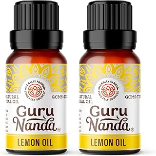 GuruNanda Lemon Essential Oil - 100% Pure, Natural, Undiluted Aromatherapy Oil for Diffusers, Massage & DIY Recipes - Fresh Citrus Scent (2x0.5 Fl Oz)