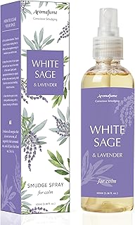White Sage & Lavender Smudge Spray by Aromafume | 100ml/3.3 oz | Sage Spray for Cleansing Negative Energy & Protection | Non-Toxic | Room Spray for Spiritual Cleansing, Smokeless Sage Smudging