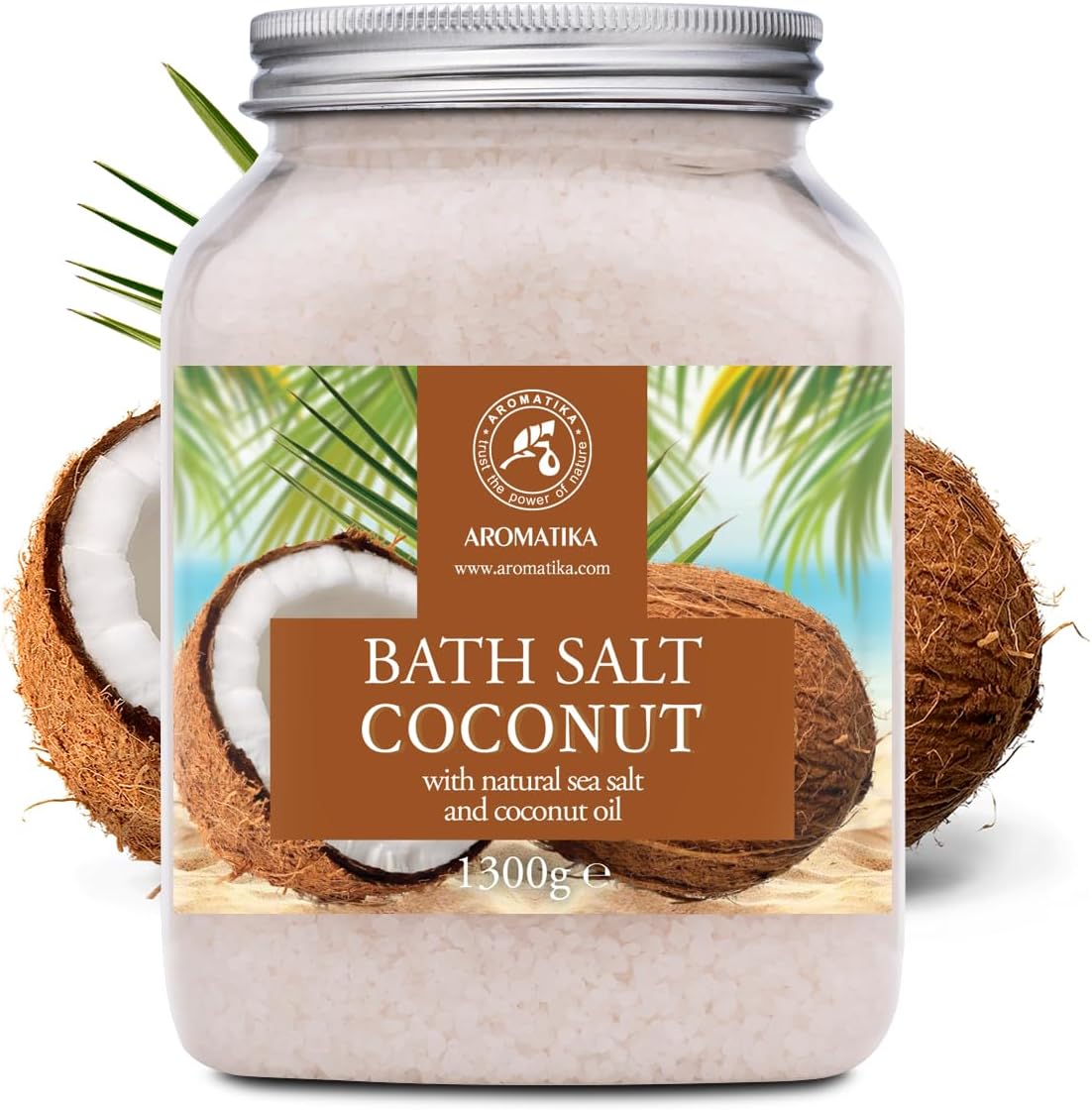 Bath Sea Salt Coconut 46 Oz (1300g) - Coconut Oil for Bath Soak - Natural Sea Salt - Body Care - Beauty - Wellness - Relaxation - Aromatherapy Bath Salts - Exotic Scent