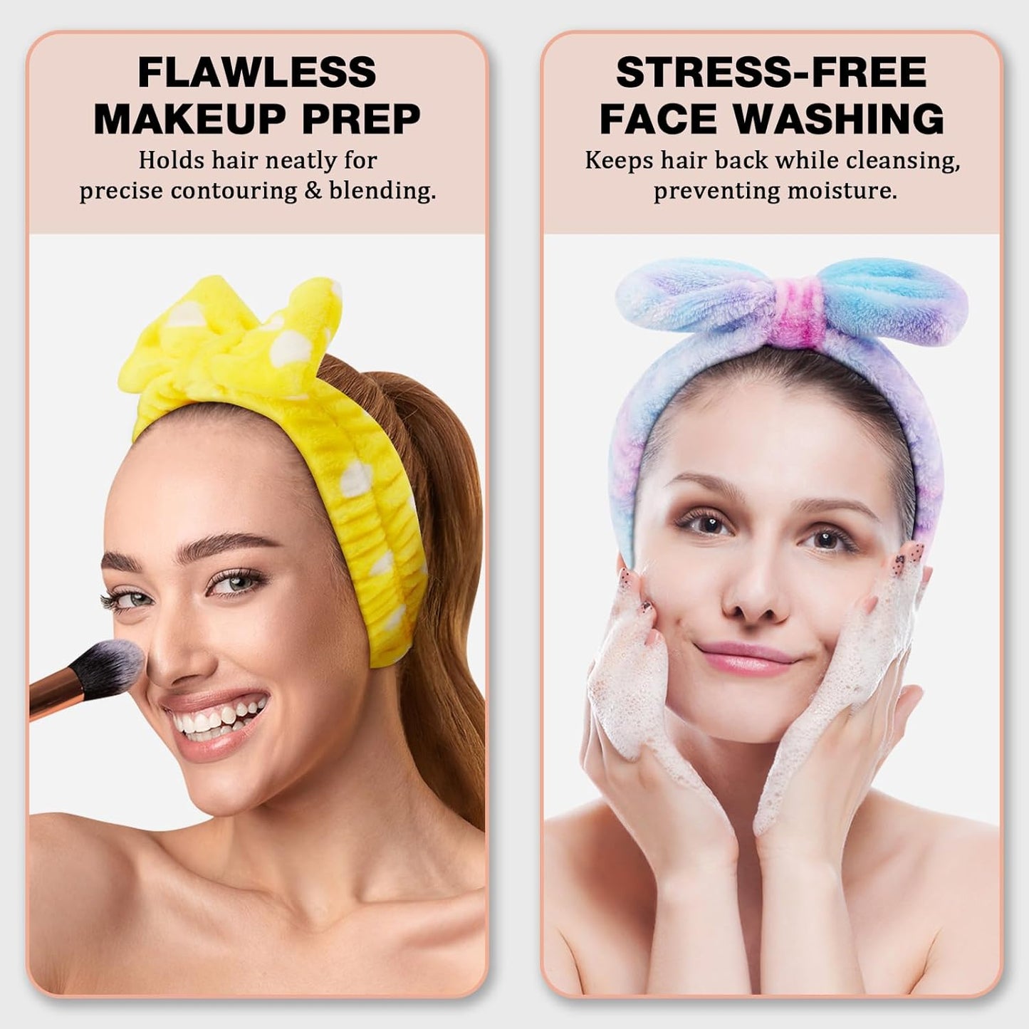 YOOVR 8pcs Spa Headband, Stocking Stuffers for Teen Girls Women, Bulk Cute Small Christmas Trendy Stuff Gifts, Skincare Makeup Face Wash Headband, Hair Accessories, Party Favors Easter Basket Stuffers
