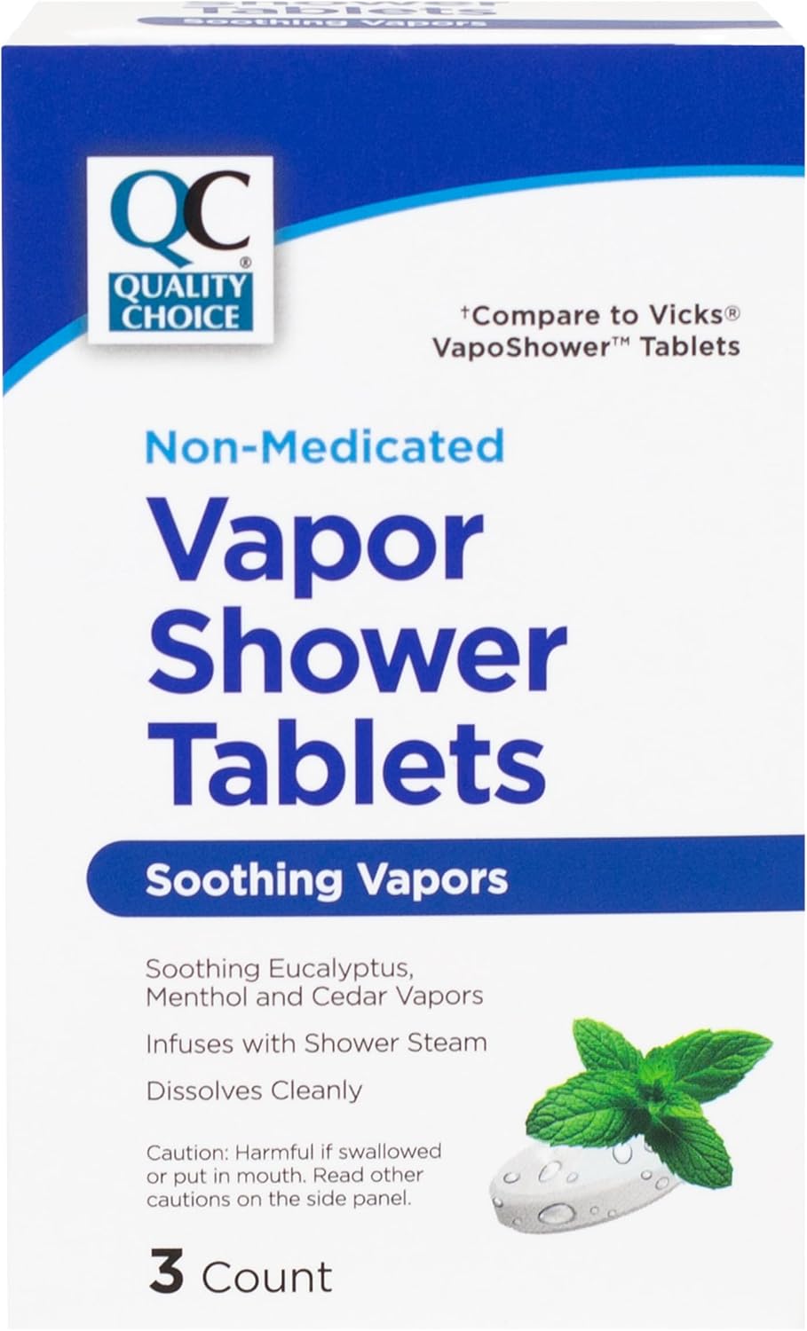 Quality Choice Vapor Shower Tablets for Sinus Relief, Cold Relief, Congestion and Allergy Support, Menthol and Eucalyptus Aromatherapy Steam Tablets for Breathing Comfort, Spa Shower Experience