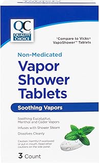 Quality Choice Vapor Shower Tablets for Sinus Relief, Cold Relief, Congestion and Allergy Support, Menthol and Eucalyptus Aromatherapy Steam Tablets for Breathing Comfort, Spa Shower Experience