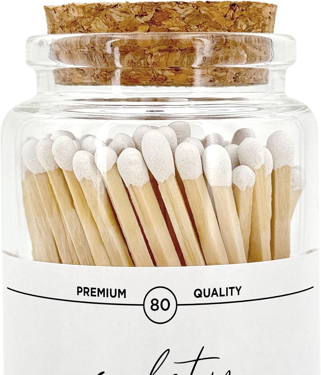 Wooden Matches in a Jar with Striker | Decorative Matches for Candles | Long Matches for Candles in Apothecary Glass Jar | Approx. 80 Safety Matches for Home Decor & Bathroom