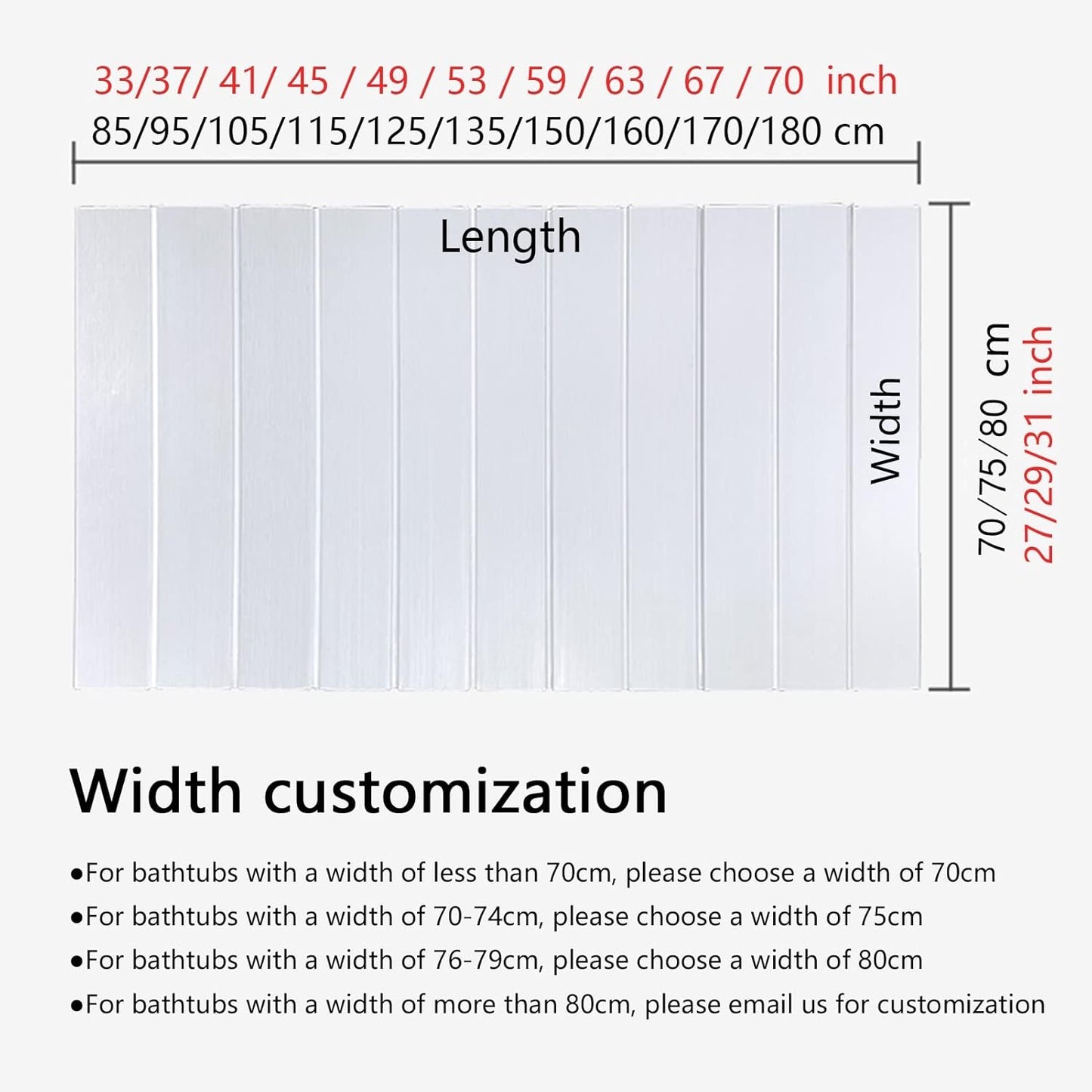 Bathtub Cover Bath Tub Caddy Tray, Folding PVC Plastic Dust-Proof Board Shutter Bath Lid, Durable Insulation Cover for Spa, Bathroom & Shower, 0.6cm Thickness (Color : White, Size : 75x115x0