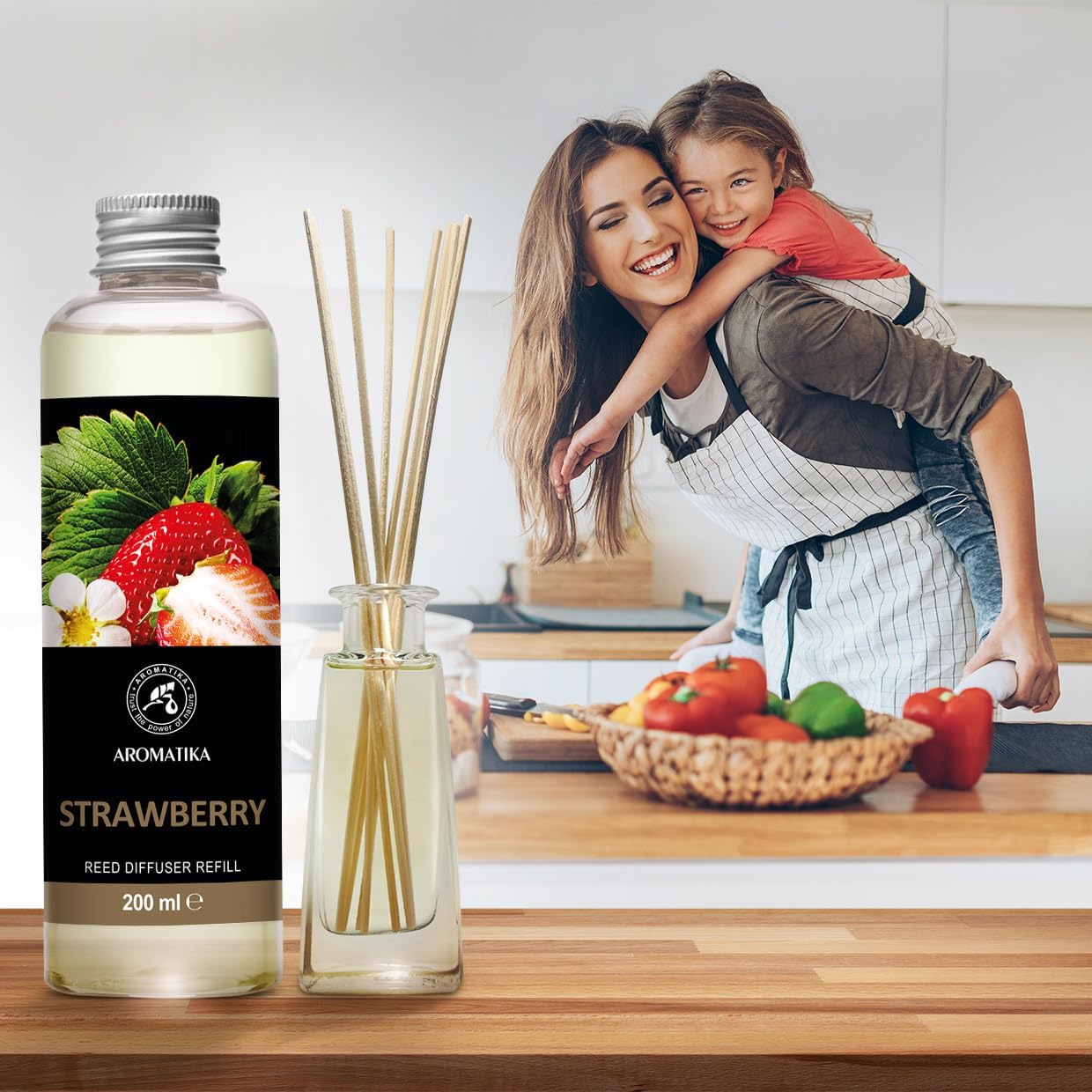 Strawberry Refill Reed Diffuser 6.8 Fl Oz - Room Diffuser Refill - Home Fragrance - Room Freshener - Fresh and Long Lasting Fragrance