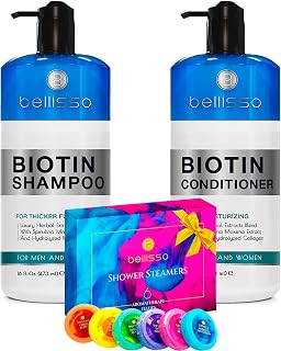 BELLISSO Aromatherapy Shower Steamers Set and Biotin Shampoo and Conditioner Set