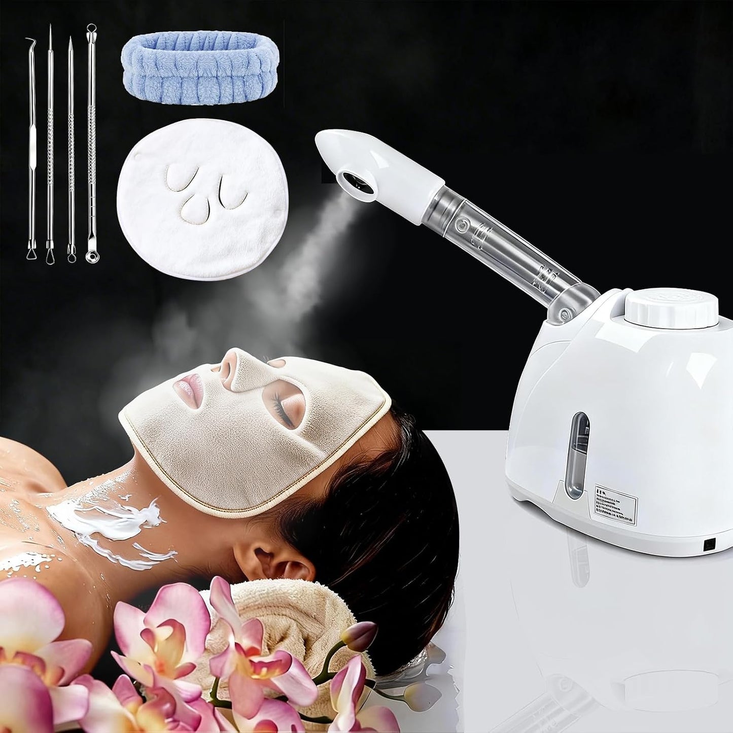 Facial Steamer,Face Steamer,Nano Lonic Steamer for Face With 360° Rotating Arm,Face Steamer for Facial Deep Cleaning,Portable Facial Steamers Professional-Facial Spa for Personal Care at Home or Salon