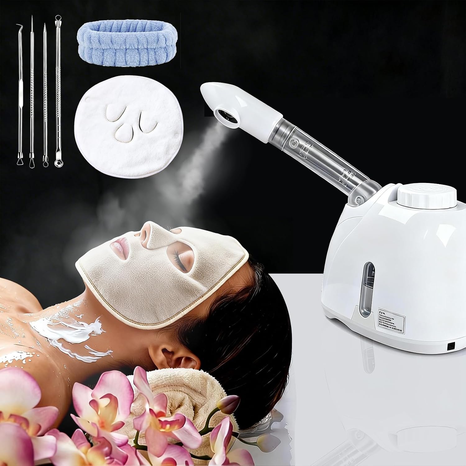 Facial Steamer,Face Steamer,Nano Lonic Steamer for Face With 360° Rotating Arm,Face Steamer for Facial Deep Cleaning,Portable Facial Steamers Professional-Facial Spa for Personal Care at Home or Salon