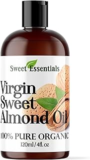 Organic Unrefined Sweet Almond Oil | 4oz Imported From Italy | 100% Pure | Cold Pressed | Hexane Free | Natural Moisturizer |Great For Hair, Skin & Nails | Carrier Oil | Great To Dilute Essential Oils