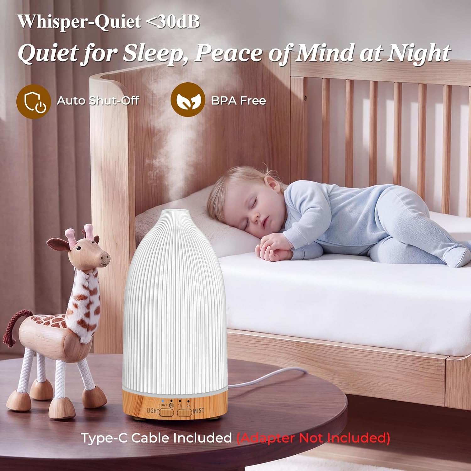 URPOWER 150ML Essential Oil Diffusers for Home, Ultrasonic Aromatherapy Diffuser with 7 Color Changing Lights, Timer & Auto Shut-Off, Scent Diffuser for Bedroom, Office, Yoga