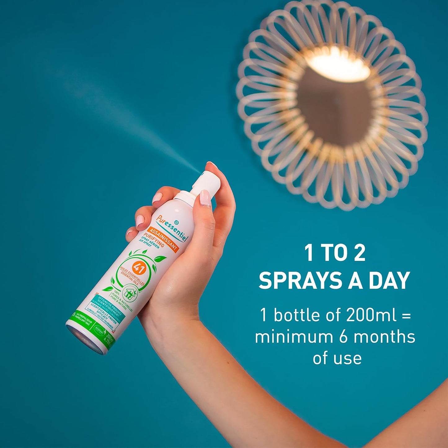 "Puressentiel Purifying Air Freshener Spray - Room Spray with 41 Essential Oils - Eliminate Odors without Synthetic Chemicals - Multi-Use - 6.75 oz"