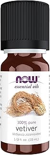 NOW Essential Oils, Vetiver Oil, Woodsy Aromatherapy Scent, Steam Distilled, 100% Pure, Child Resistant Cap, 10-mL