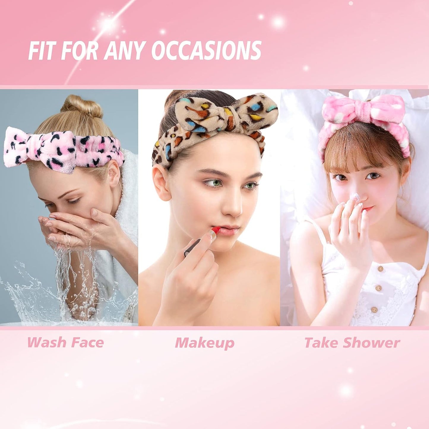 TDHDIKE Stocking Stuffers For Women Teen Girls Spa Headband Bow Facial Makeup Headband(9 Pcs) Soft Headband for Shower Washing Face Nice Gifts for Women Girls.