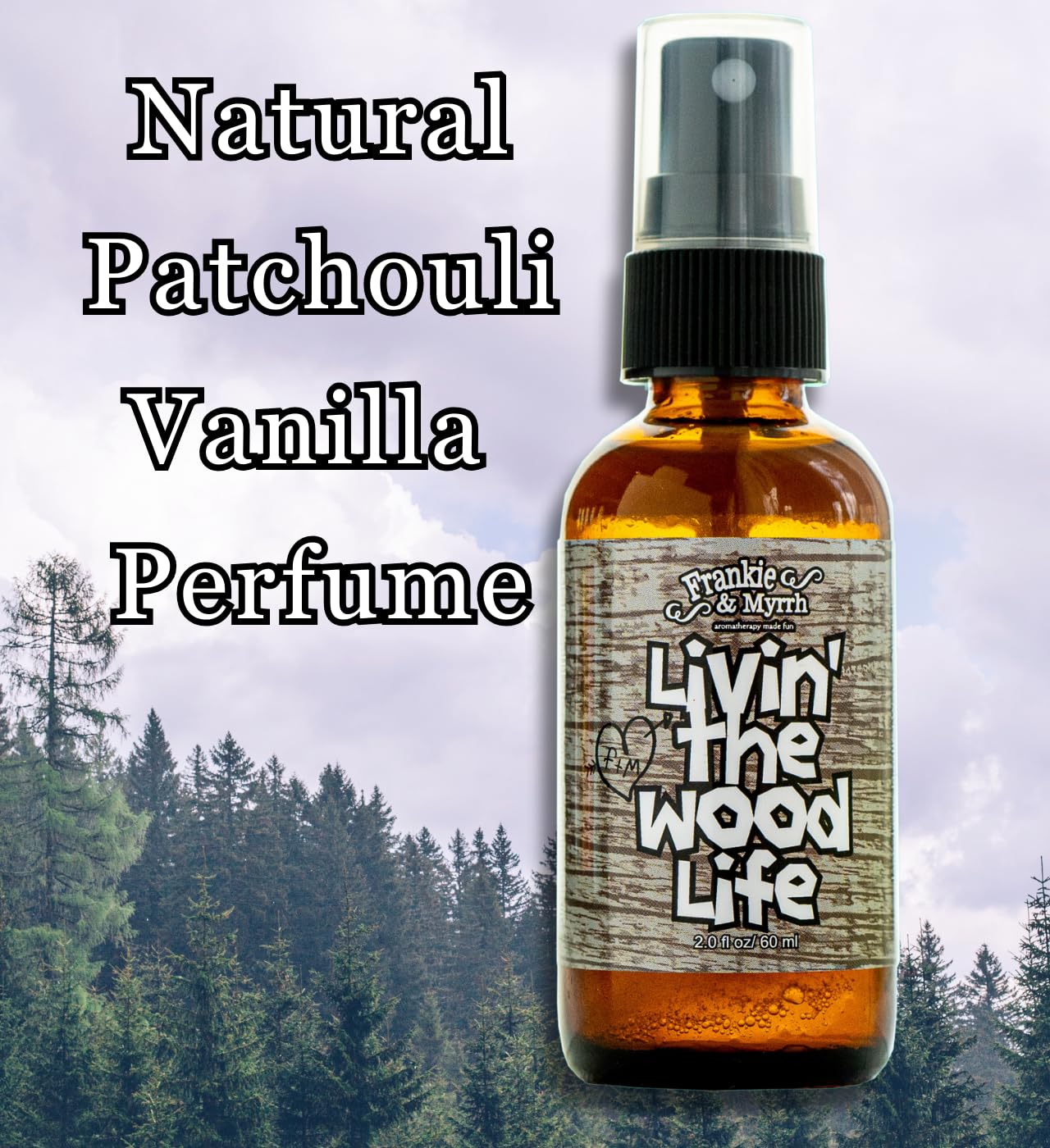 Frankie & Myrrh Livin' The Wood Life Aromatherapy Spray - Patchouli, Vanilla, Sandalwood, Cedar. Relaxation and Meditation Essential Oil Freshwater Mist. 100% Pure Oils.