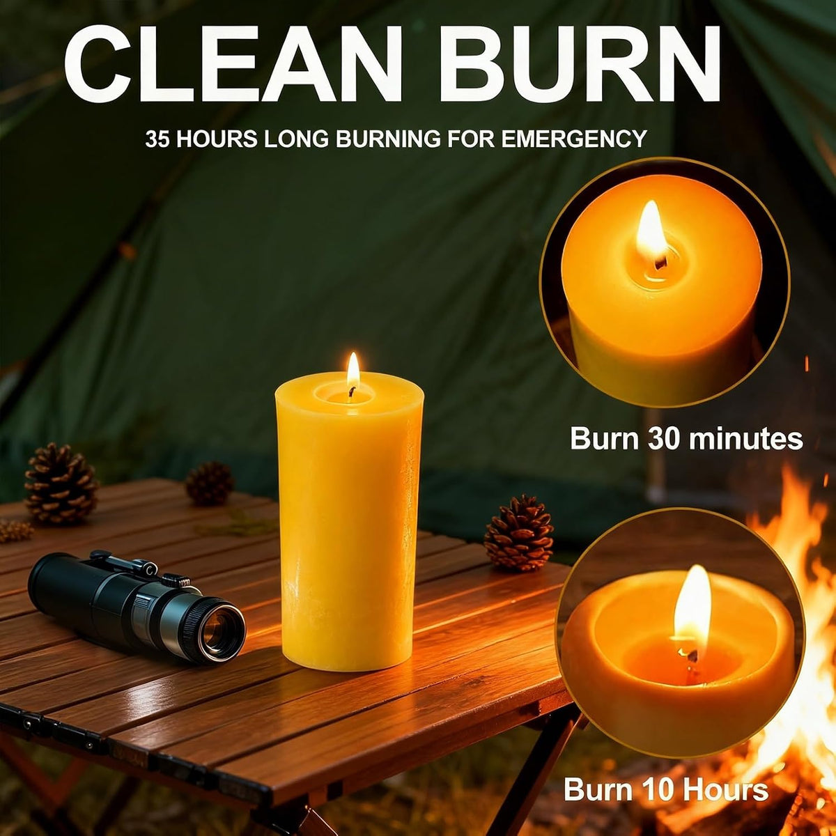 2 Pack Beeswax Pillar Candles,Non-Toxic 2x4 Inch Candle,35 Hour,Yellow