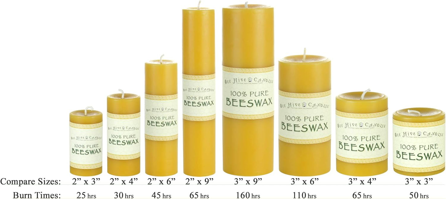 Bee Hive Candles 100% Pure Beeswax Pillar Candle (3" x 4")