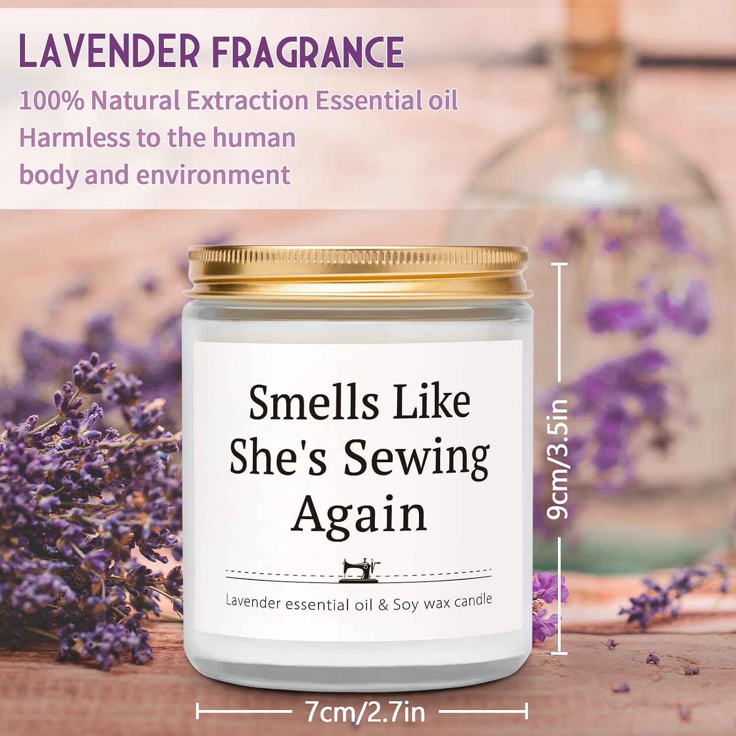 Funny Sewing Gifts for Women, Gifts for Quilters - Lavender Scented Candle, Sewing Accessories for Seamstress Tailors Crafters, Quilting Gift for Mom, Grandma, Friend, Wife