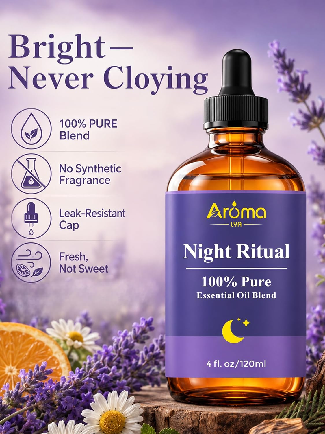 Night Ritual — A 100% Pure Essential Oil Blend Unwind-Ready Aroma for Your Nightly Routine, Essential Oils for Diffusers for Home