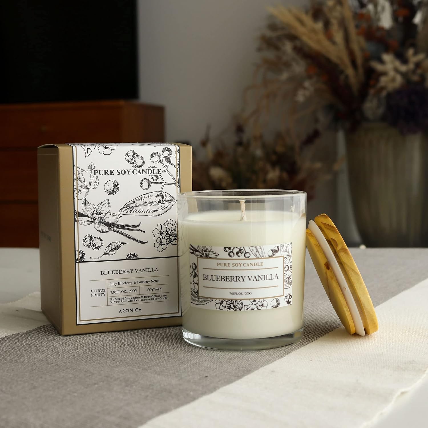 Aronica Blueberry Summer Candles for Home, Pet Safe Candles Non Toxic, House Decor Aesthetic, Regalos De Verano para UNA Casa, Labor Day Small Gift, Home Air Freshener for New Home