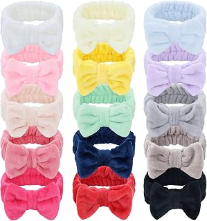 Lawie 15 Colors Pack Coral Fleece Fluffy Wide Headbands for Women Yoga Sports Spa Makeup Hair Holder Wraps for Washing Face Large Hair Bows Bands for Teens Girl