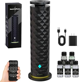 Waterless Scent Diffuser Starter Kit – Remote Control Cold Air Scent Diffuser Oil Machine with 5 Oils 1000 Sq Ft Coverage Quiet Nebulizing Aromatherapy for Home Office Bedroom & Spa