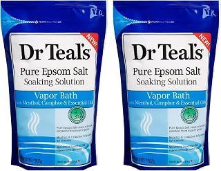 Dr. Teal's Pure Epsom Salt Vapor Bath Soaking Solution Gift Set (2 Pack, 2lbs ea.) - Menthol, Camphor, & Spearmint Essential Oils Help Open Up Sinuses and Clear the Mind During Cold and Allergy Season