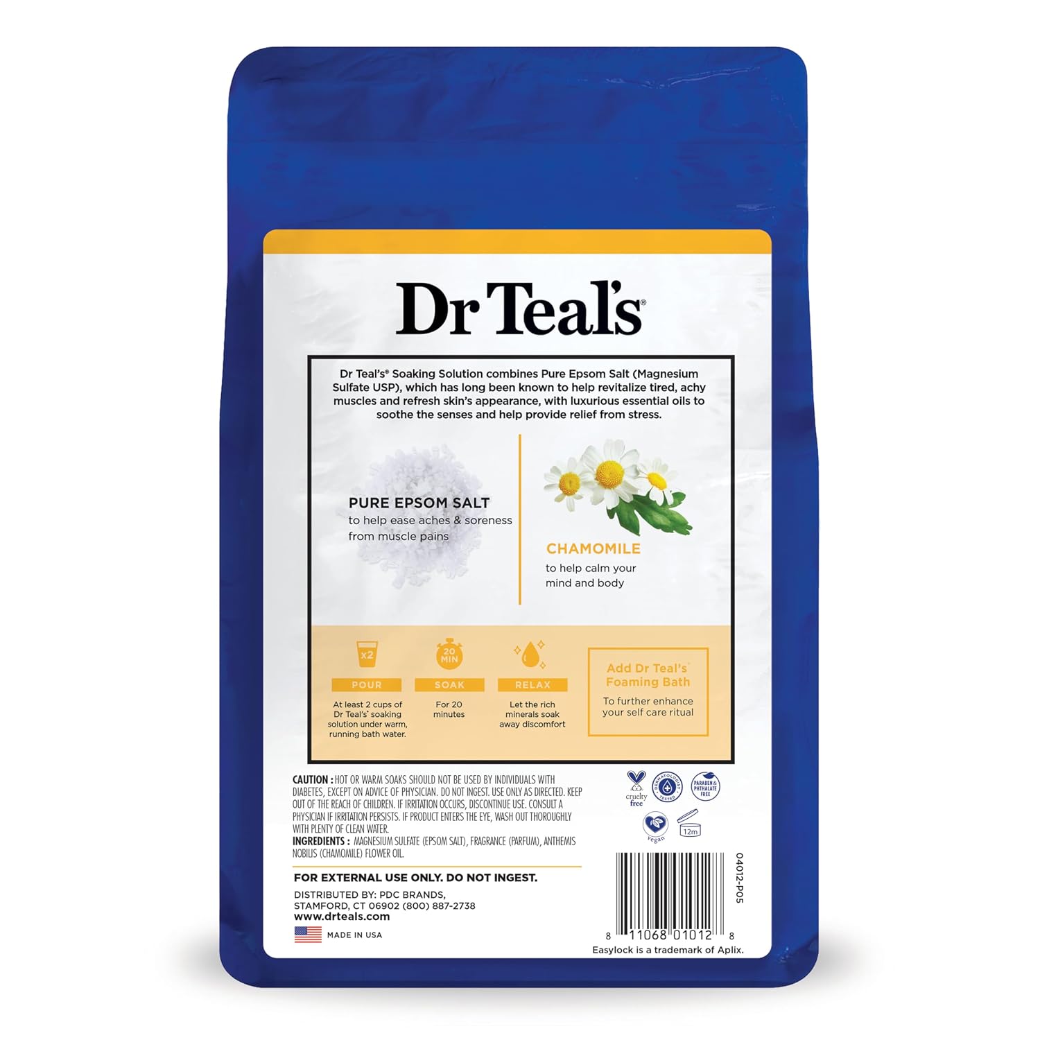 Dr Teal's Epsom Salt Soaking Solution, Chamomile, 48 Oz