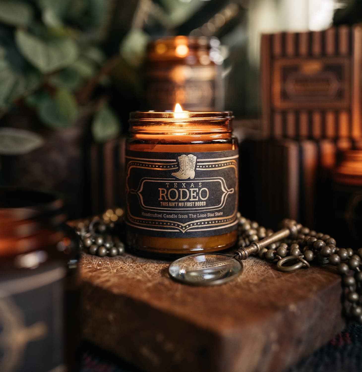 Jackson Vaughn Scented Texas Candle, Rodeo - Scents of Leather, Patchouli, Dry Straw, Spice - 9oz Jar - 40 Hour Burn Time