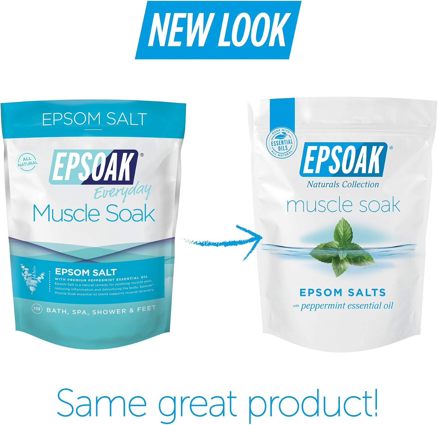 Epsoak Muscle Soak 4 lbs. - Speed Muscle Recovery, Soothe Aching Muscles, and Reduce Inflammation with Epsom Salt & Premium Eucalyptus & Peppermint Essential Oils (Qty 2 x 2 lb. Bags)