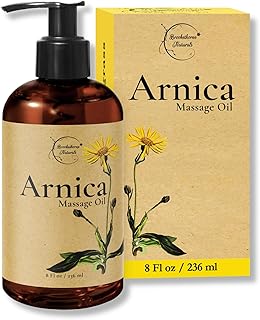 Brookethorne Naturals Arnica Massage Oil for Massage Therapy — Ideal for Athletic & Post Workout | Arnica Montana, Sweet Almond, Jojoba & Essential Oils | Botanical Formula for Active Lifestyles — 8oz