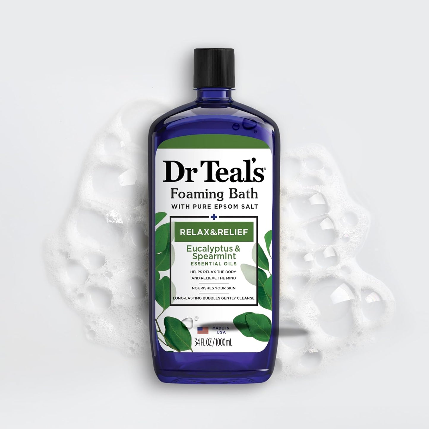 Dr Teal's Foaming Bath with Pure Epsom Salt, Lavender & Eucalyptus, 34 fl oz (Pack of 2)