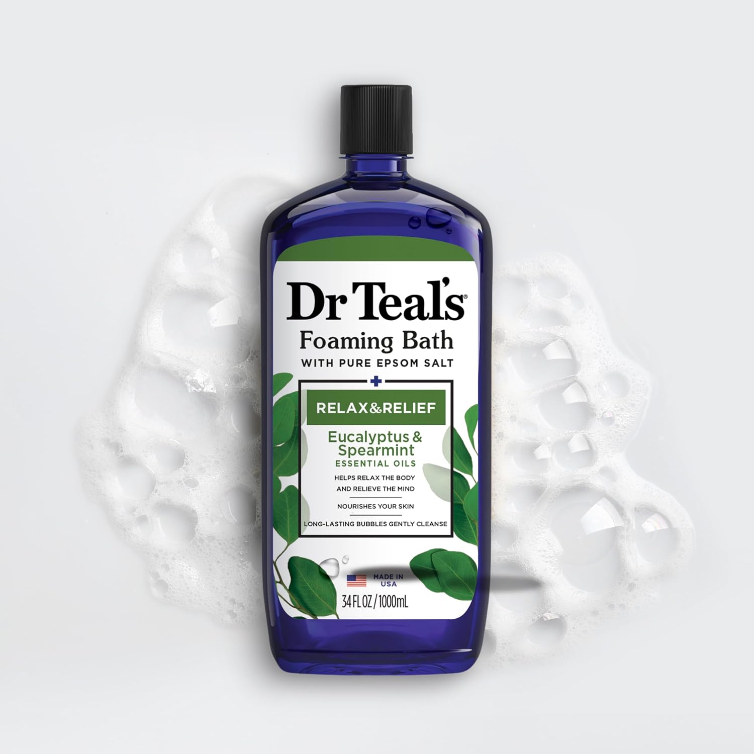 Dr Teal's Foaming Bath with Pure Epsom Salt, Lavender & Eucalyptus, 34 fl oz (Pack of 2)