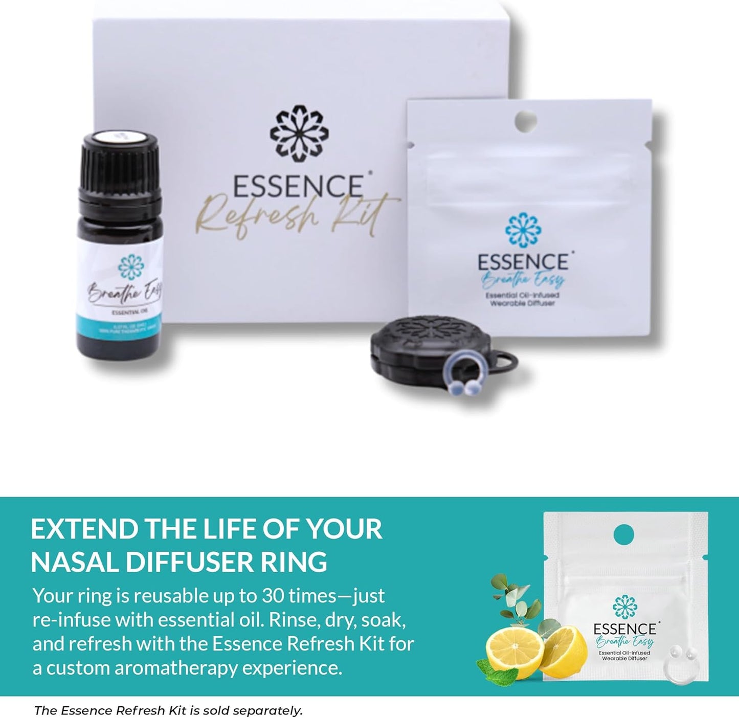 Essence Wearable Aromatherapy Nasal Diffuser – Breathe Easy Essential Oil Nose Ring – Personal Scent Clip for Travel, Work & Everyday Use – Made in USA (3 Pack)