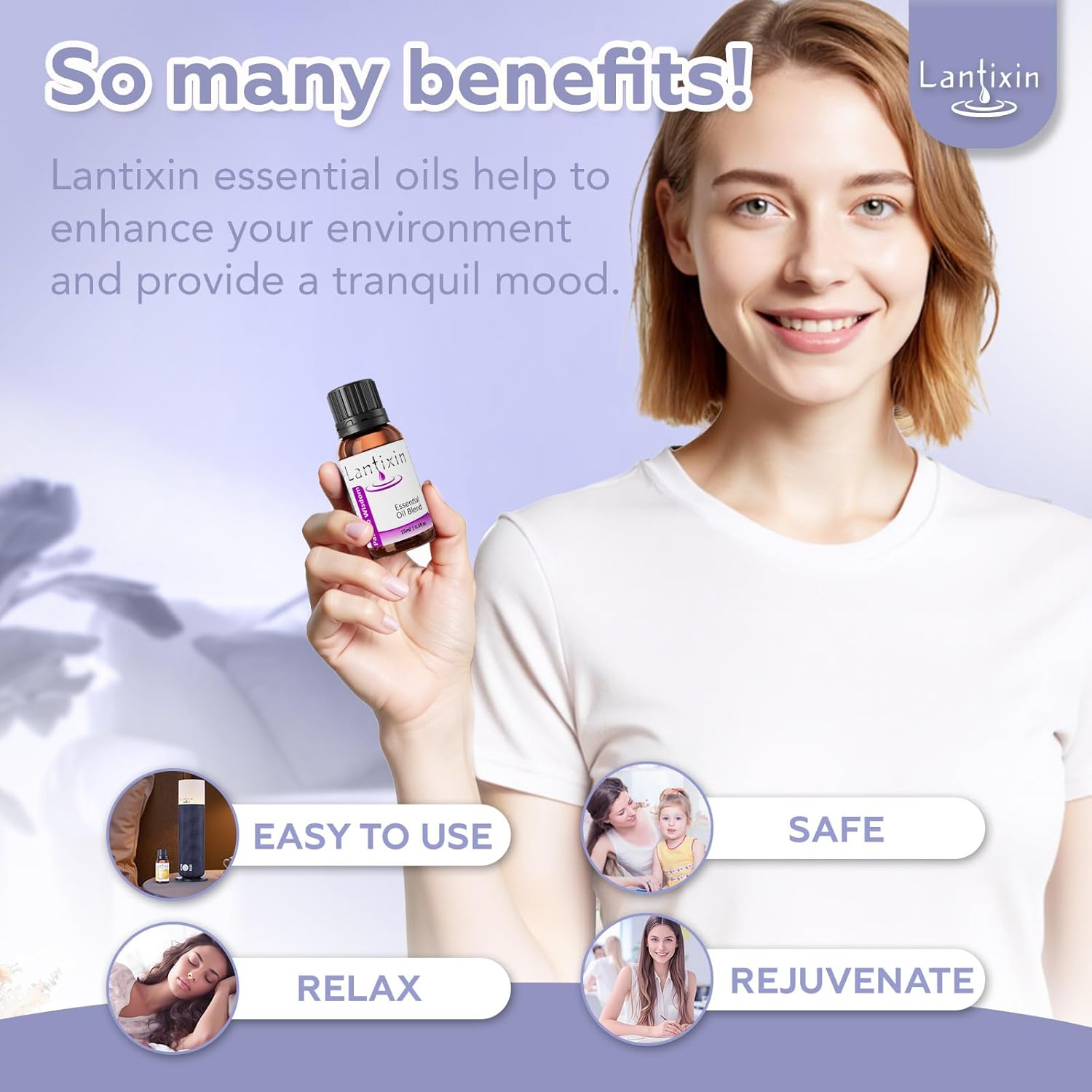 Lantixin Premium Essential Oil Blend 0.5 fl oz (15ml) Rose Magnolia Citrus Clove Luxury Premium Essential Oil Suitable for Aromatherapy diffusers Thieves Oil Essential Oil