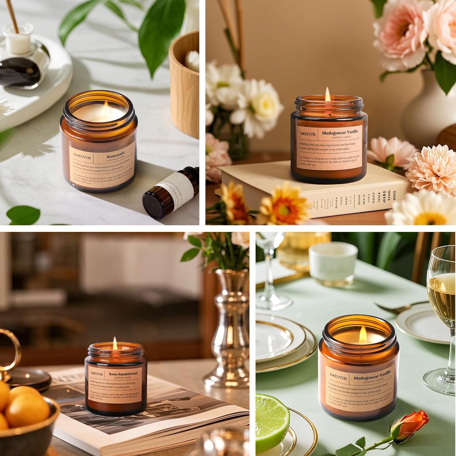 12 Pack Candles for Home Scented,Scented Candles Gift Set for Women &Men,Natural SoyCandles(Amber Jar),Aromatherapy Candle Set for Birthday Valentine Anniversary Mother's Day Christmas