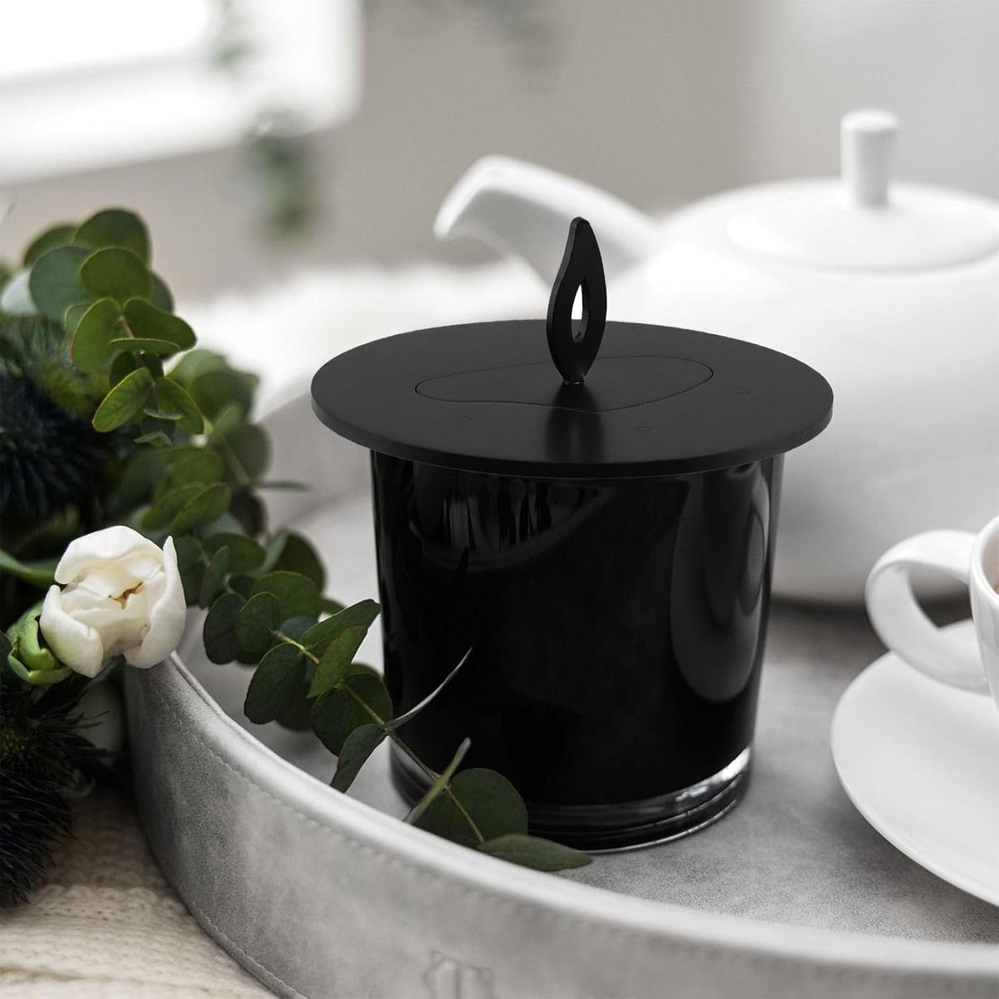 2Pcs Dia 3.15" Stainless Steel Candle Cover Black Cloud Shaped Candle Jar Lid