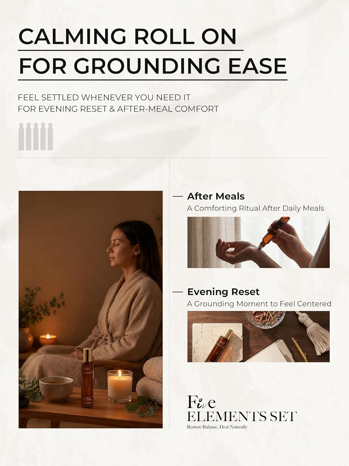 Calming Essential Oil Roll-On, Comforting Aromatherapy Roller for Grounding Ease, Botanical Blend with Sweet Orange, Patchouli & Sandalwood, Spa-Inspired Comfort Ritual, 15ml
