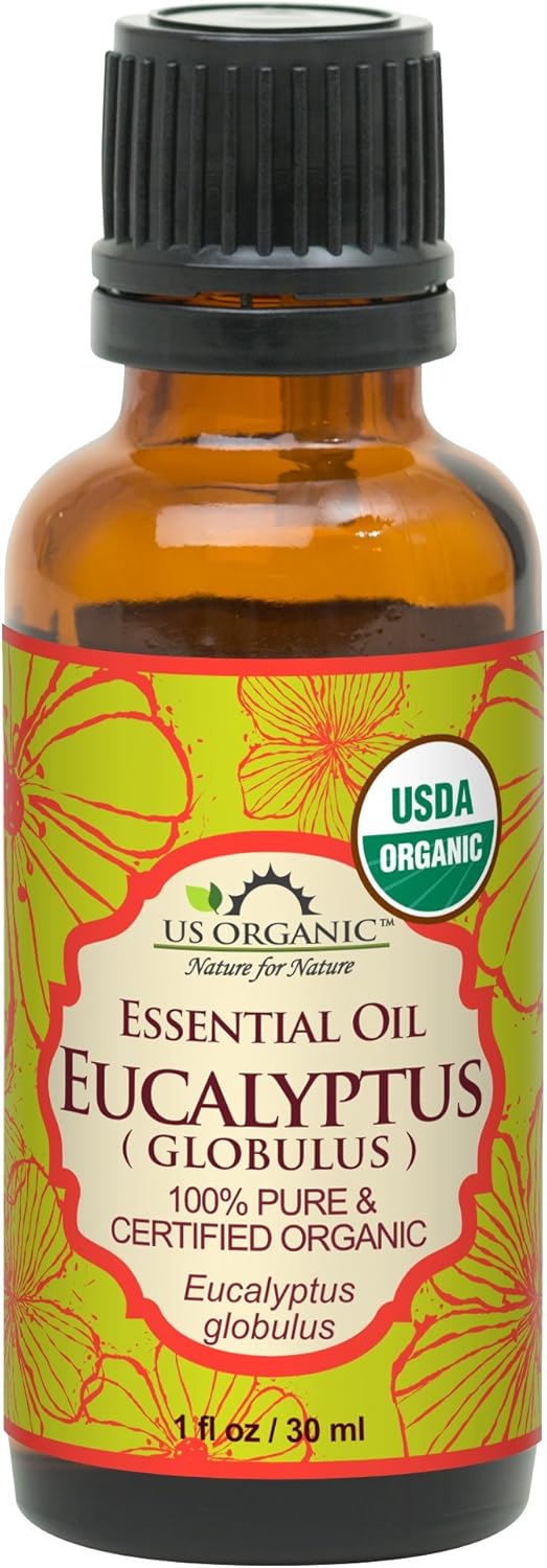 US Organic 100% Pure Eucalyptus Essential Oil (Globulus) - USDA Certified Organic, Steam Distilled - W/Euro droppers (More Size Variations Available) (30 ml / 1 fl oz)