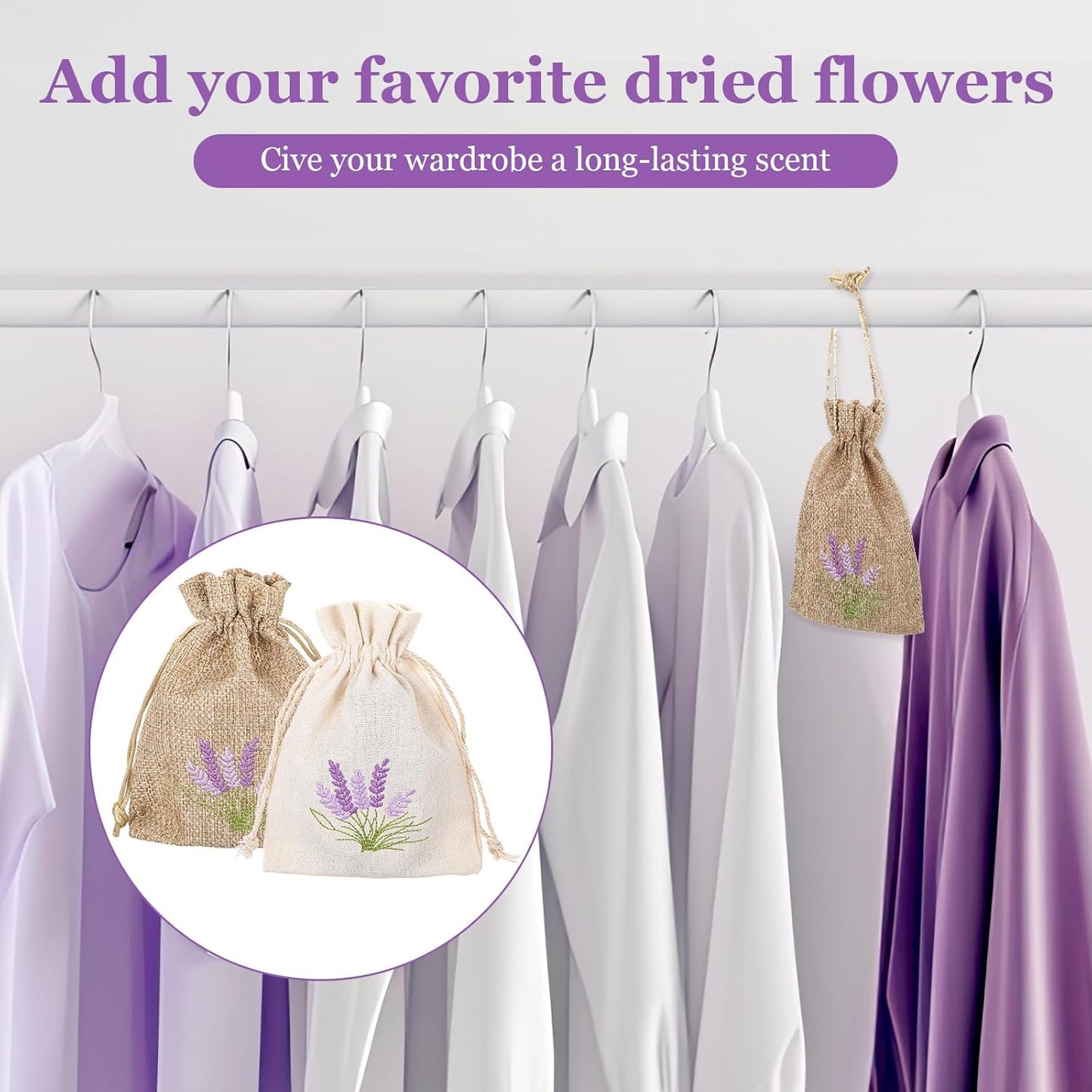 12 PCS Lavender Bags, Sachet Empty Bags Small Jute Bag with Drawstring Cotton Linen Pouch for Filling Spice Jewellery Wedding