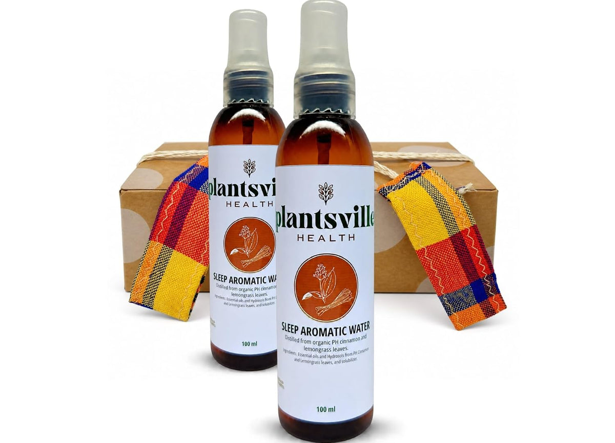 Organic Philippine Cinnamon &amp; Lemongrass Sleep Aid Water to sleep better, 100 ml (3.38 US fl oz) x 2 pieces spray bottle, relaxation gifts with Filipino abaca &amp; hablon ribbon.