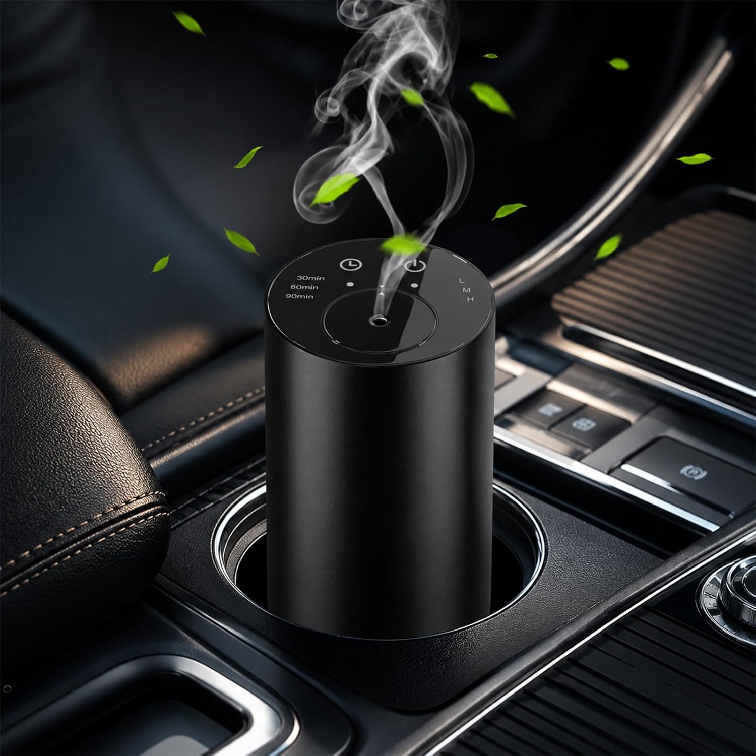 Homease Waterless Essential Oil Diffuser, Portable Cordless Aromatherapy with 3 Timers & Mist Levels, Rechargeable for Home Car Office, Premium Metal Black
