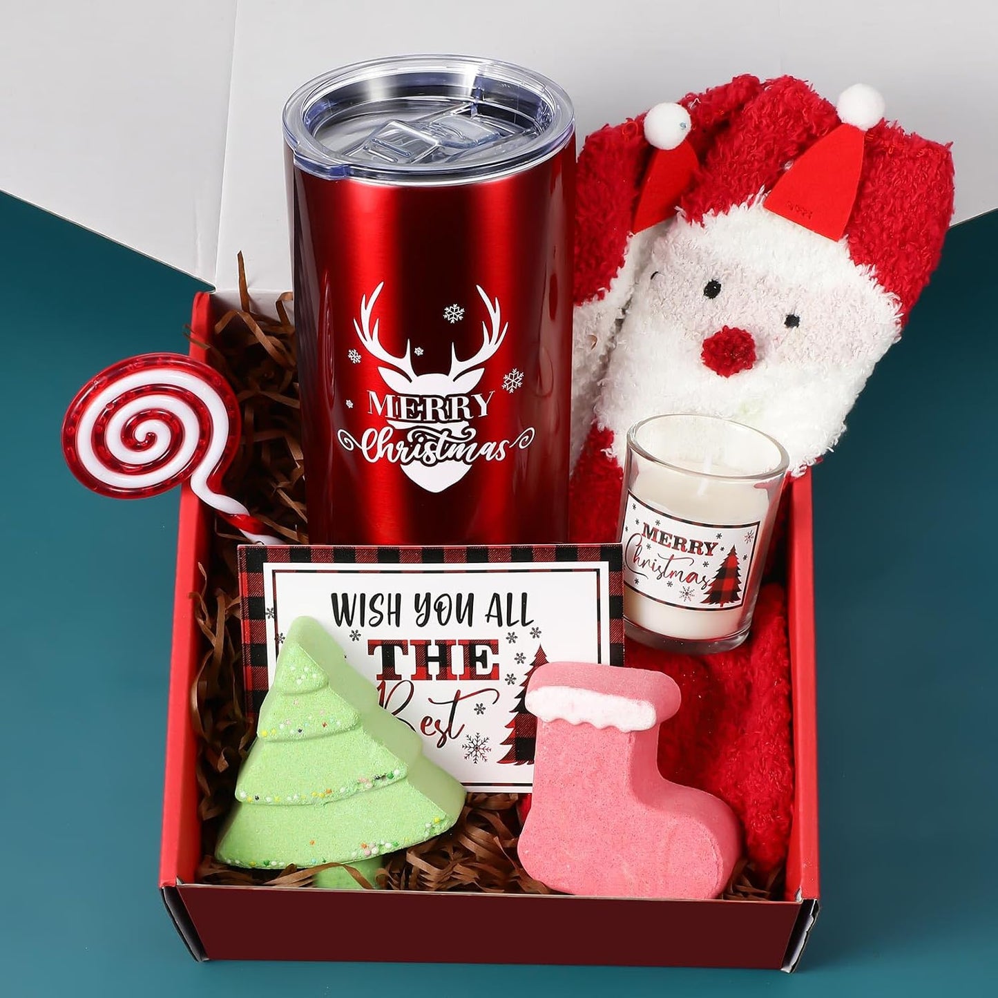 Ziliny 11 Pcs Christmas Gift Sets for Women Xmas Spa Basket Set for Her Merry Christmas Tumbler Gifts for Coworker Mom Girlfriend Grandma Wife Sister Friend Coworker Teacher
