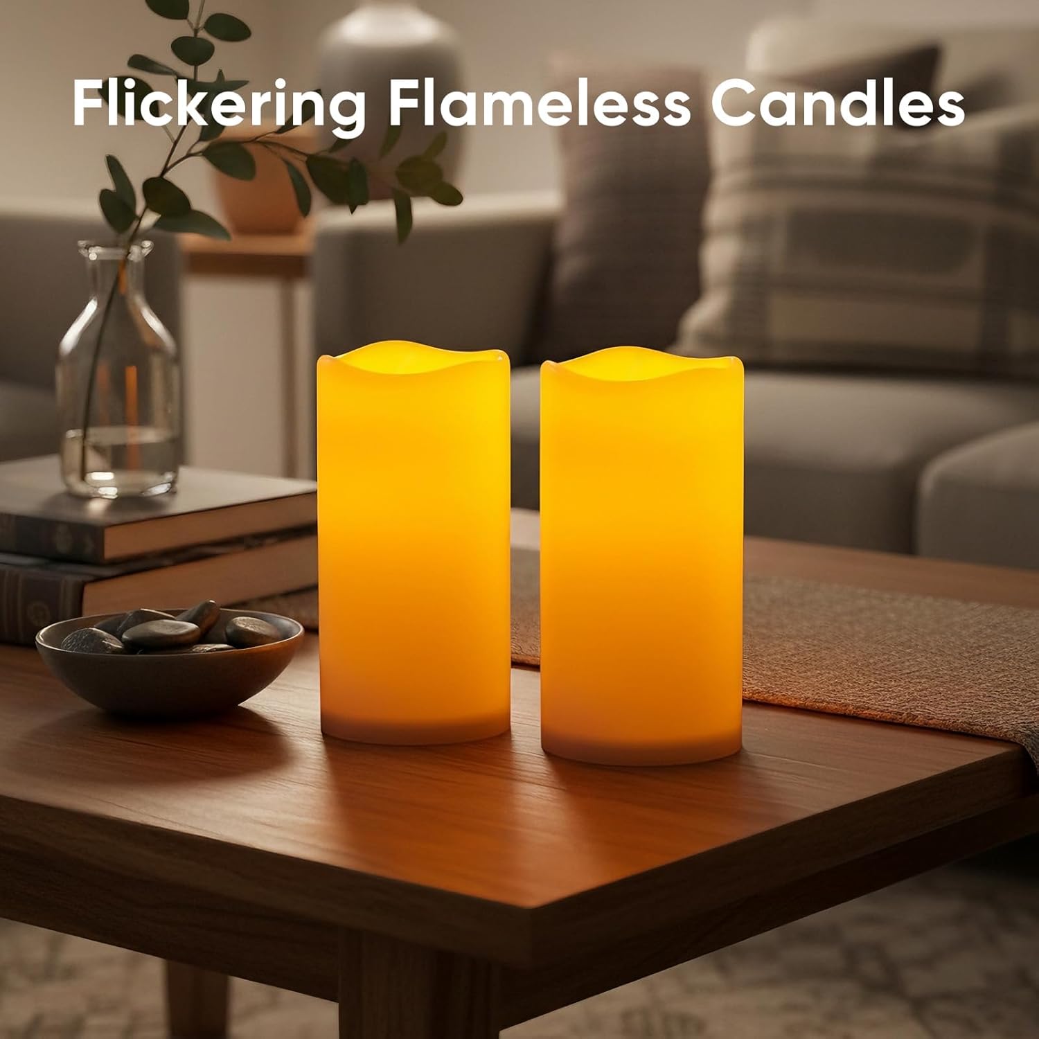Amagic 3”x6” Flameless Candles Dusk to Dawn Sensor, Outdoor Waterproof Candles Battery Operated, Auto On/Off Flickering Fake LED Pillar Candle for Patio, Yard, Porch, Entryway, Lantern Decor, Set of 2