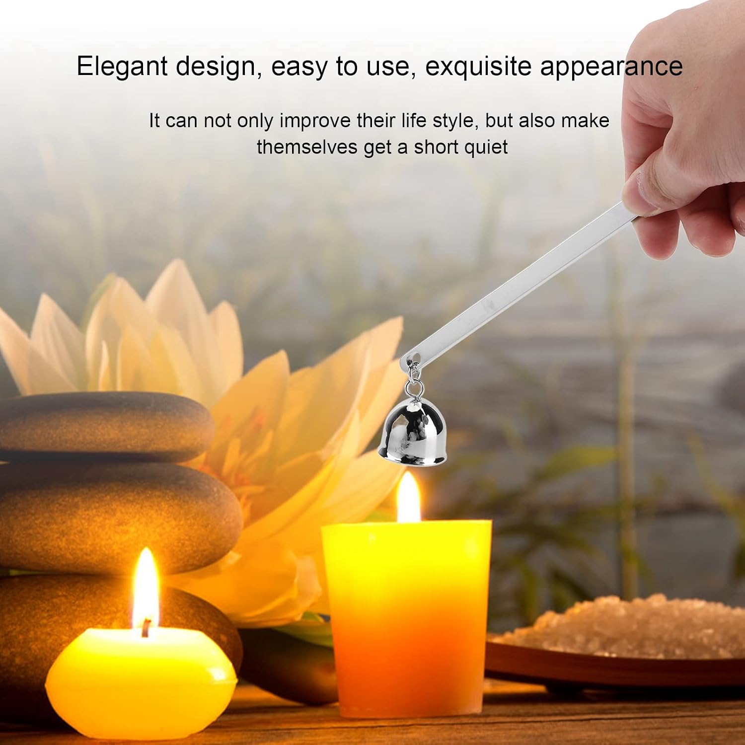 Candle Tool Set, Stainless Steel Wick Trimmer and Extinguisher Kit, Elegant Candle Care Accessories with Brocade Bag for Aromatherapy Candles, Gift for Candle Lovers